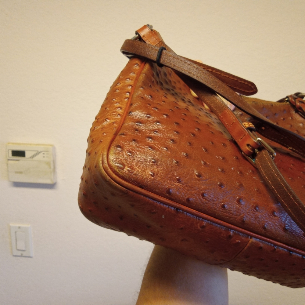 Dooney & Bourke Ostrich Leather Purse shoulder Bag  Handbag Crossbody Vintage - Picture 7 of 15